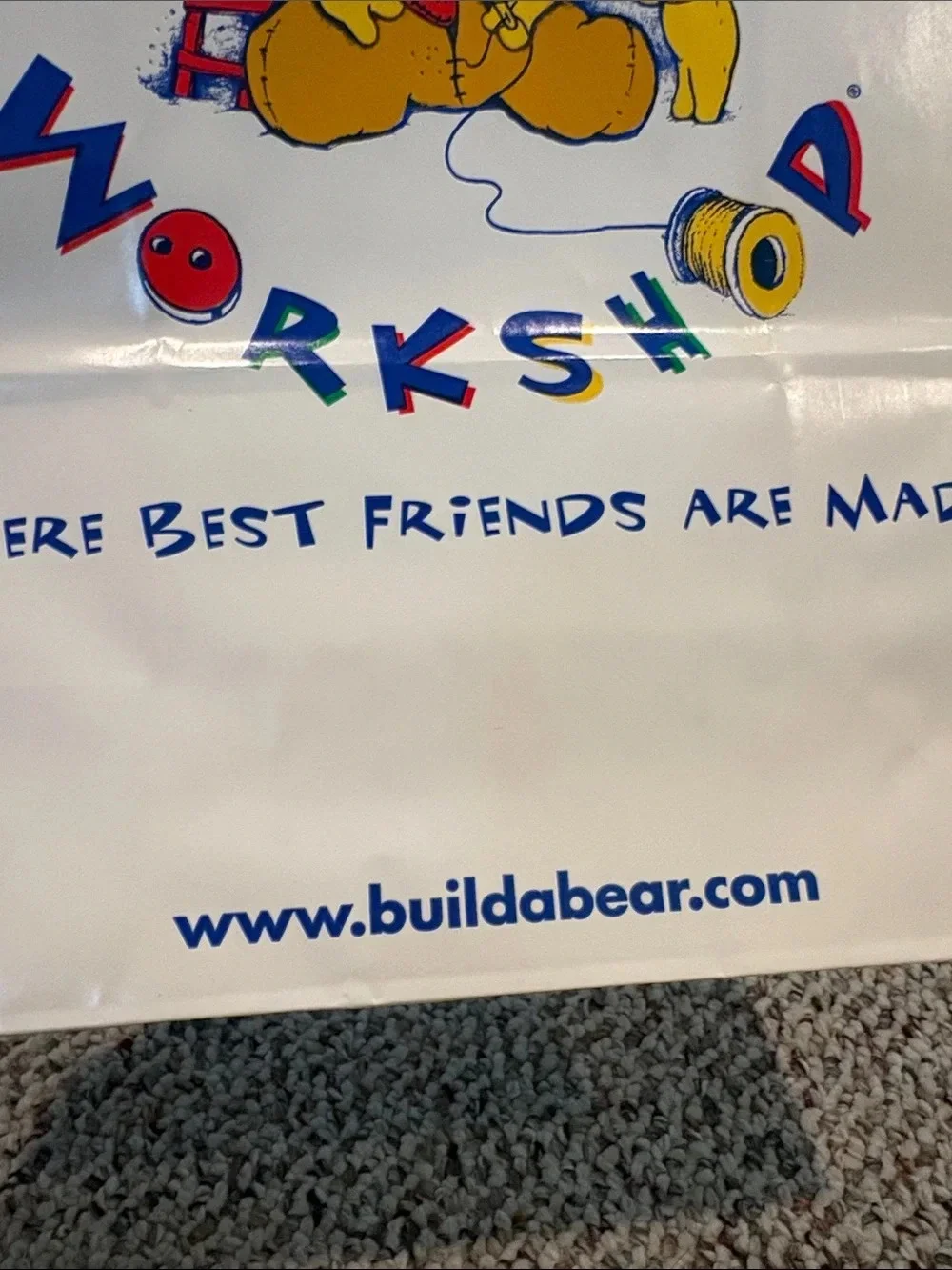 Build-A-Bear White Gift Bags with Colorful Logo - Set of 2. Y2K